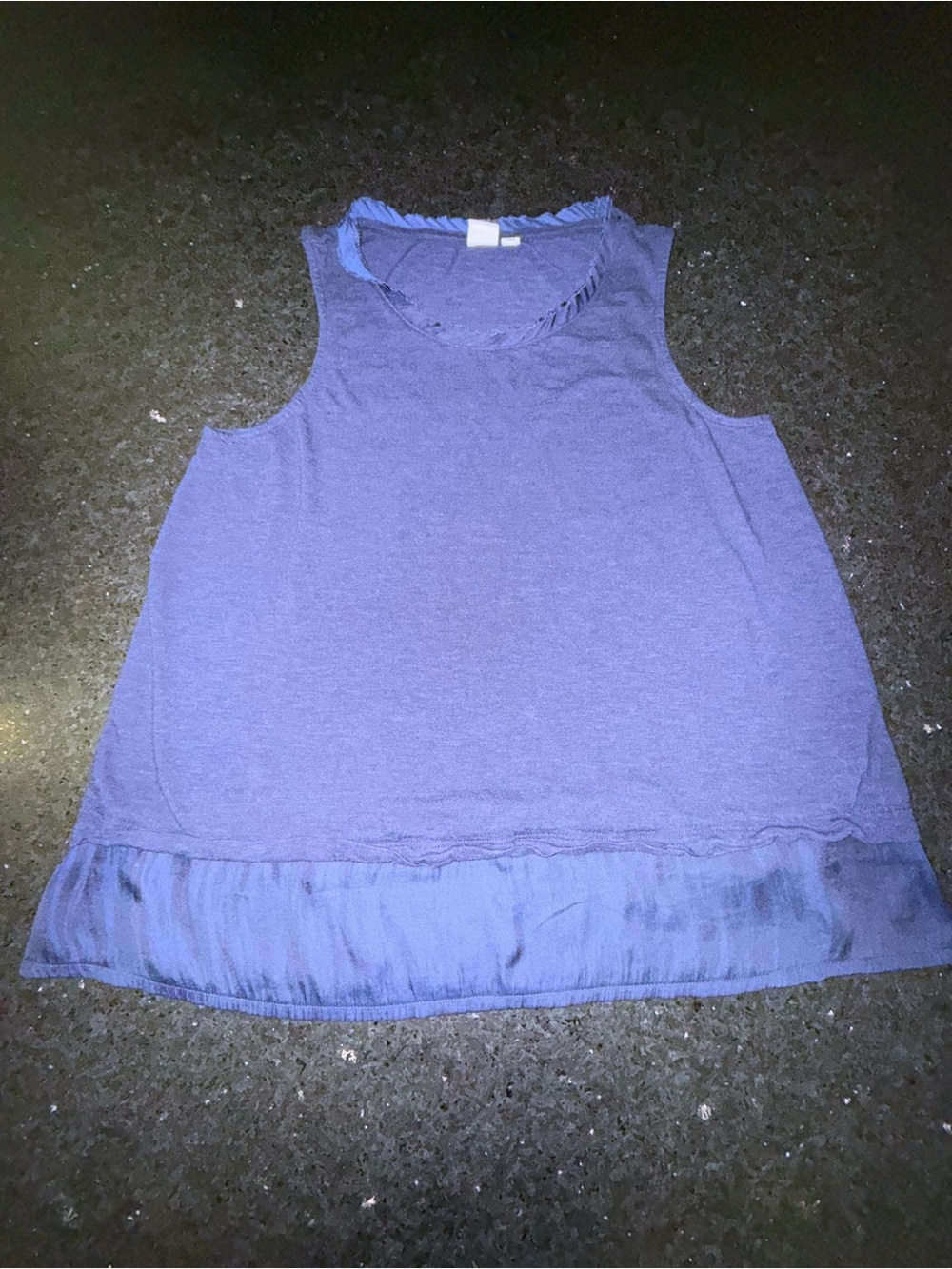 UEC GAP Sleeveless Ruffle-Neck & Silky Hem Mock layered Navy Blue Tank Top SZ M